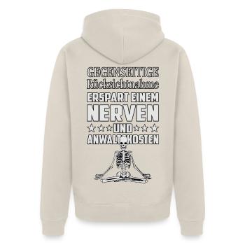 Gegenseitige Rücksichtnahme erspart einem Nerven - Unisex Premium Bio Zip Hoodie - Beige - Hinten - Thijin (182cm)