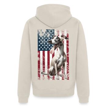 Whippet US Windhund - Unisex Premium Bio Zip Hoodie - Beige - Hinten - Thijin (182cm)