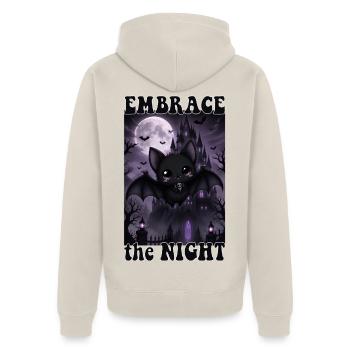 Halloween bat - Embrace the night - Unisex Premium Bio Zip Hoodie - Beige - Hinten - Thijin (182cm)