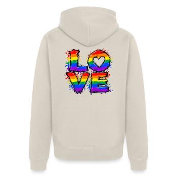 Liebe im Regenbogen-Look - Unisex Premium Bio Zip Hoodie - Beige - Hinten - Thijin (182cm)