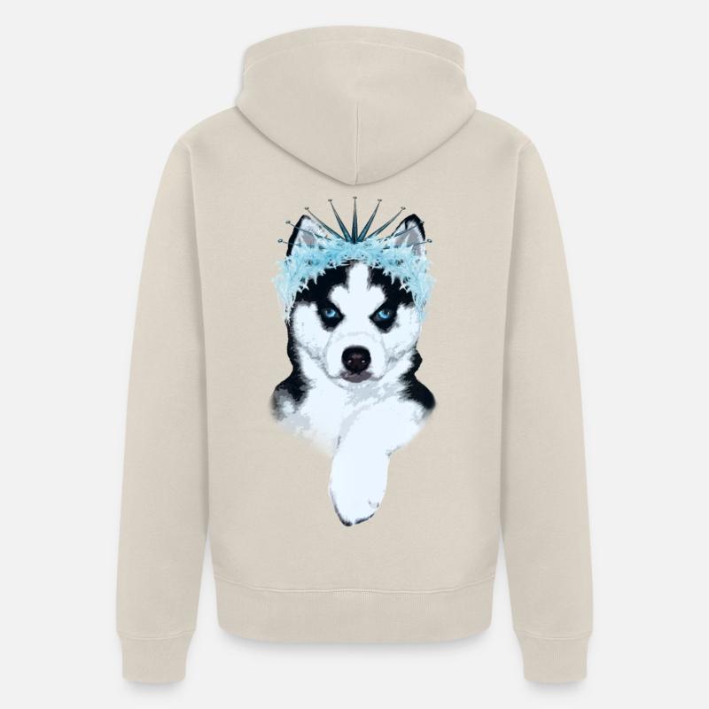 Princesse des glaces - Husky avec couronne - Veste à capuche bio Premium Unisexe - beige