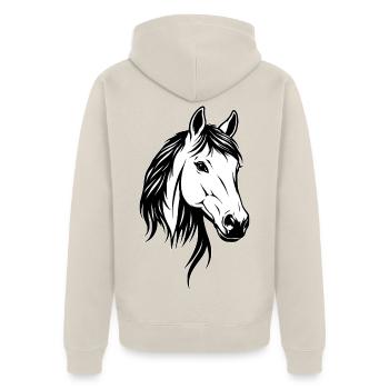 Horse Head Black & White - Unisex Premium Organic Zip Hoodie - beige - Back - Thijin (182cm)