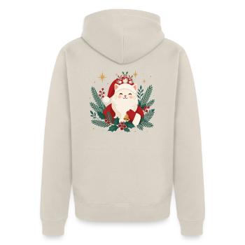 Weihnachtskatze mit Mäusen - Unisex Premium Bio Zip Hoodie - Beige - Hinten - Thijin (182cm)