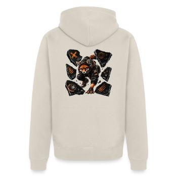 Fuchs Orbitkampf - Unisex Premium Bio Zip Hoodie - Beige - Hinten - Thijin (182cm)