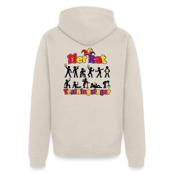 11er Rat Trainingslager – Närrischer Bierhumor - Unisex Premium Bio Zip Hoodie - Beige - Hinten - Thijin (182cm)