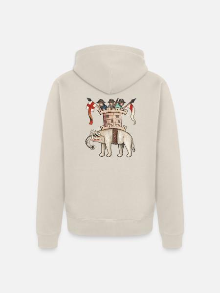 Mittelalterlicher Kriegselefant – Speculum humanae Sal - Unisex Premium Bio Zip Hoodie - Beige