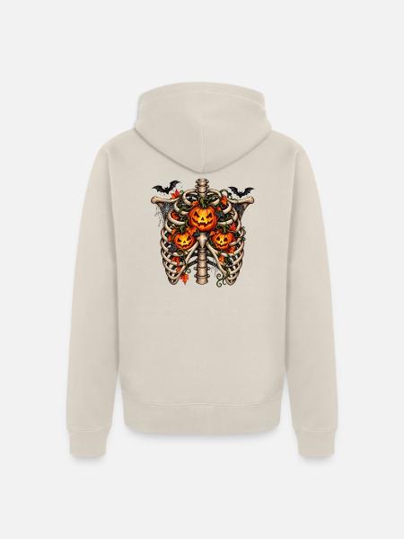 Halloween-Rippen mit Kürbis - Unisex Premium Bio Zip Hoodie - Beige