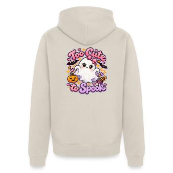 Too Cute to Spook Geist - Unisex Premium Bio Zip Hoodie - Beige - Hinten - Thijin (182cm)
