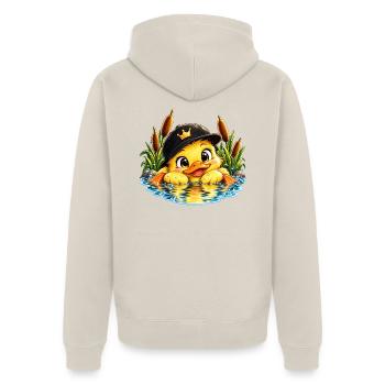 Königsküken im Wasser mit Hut - Unisex Premium Bio Zip Hoodie - Beige - Hinten - Thijin (182cm)