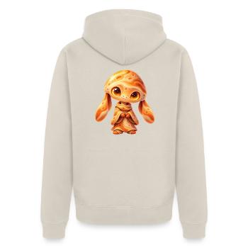 Sonnenmondchen Kosmos Kuscheltier - Unisex Premium Bio Zip Hoodie - Beige - Hinten - Thijin (182cm)