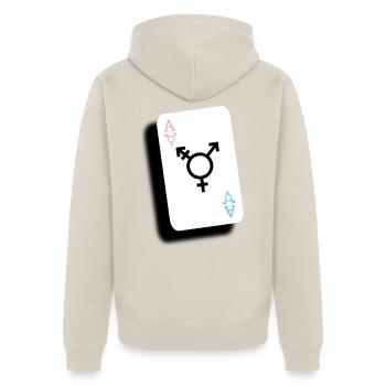 Ace of Trans - Unisex Premium Bio Zip Hoodie - Beige - Hinten - Thijin (182cm)