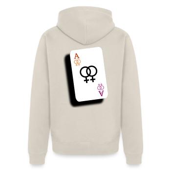 Ass der Lesben - Unisex Premium Bio Zip Hoodie - Beige - Hinten - Thijin (182cm)