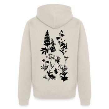 WIESENPFLANZEN - Unisex Premium Bio Zip Hoodie - Beige - Hinten - Thijin (182cm)