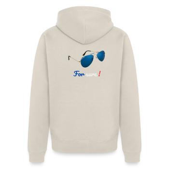 Sicher - Unisex Premium Bio Zip Hoodie - Beige - Hinten - Thijin (182cm)