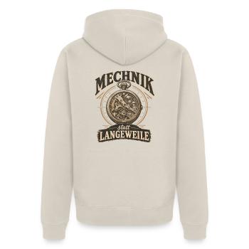 Mechnik statt Langeweile Uhrwerkdesign Uhrenfans - Unisex Premium Bio Zip Hoodie - Beige - Hinten - Thijin (182cm)