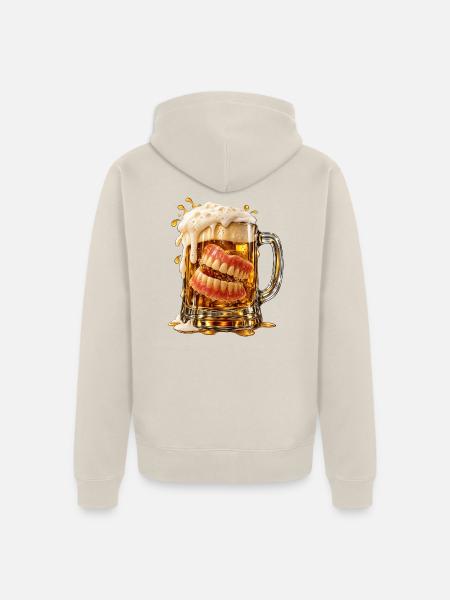 Bier, das lacht. - Unisex Premium Bio Zip Hoodie - Beige