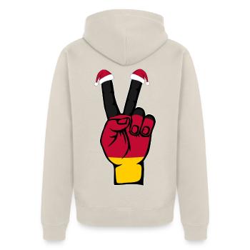 Deutschland Flagge Weihnachten Peace Symbol - Unisex Premium Bio Zip Hoodie - Beige - Hinten - Thijin (182cm)
