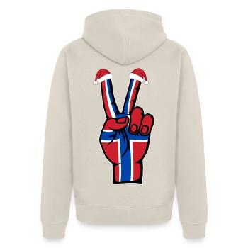 Norwegen Flagge Weihnachten Peace Symbol - Unisex Premium Bio Zip Hoodie - Beige - Hinten - Thijin (182cm)