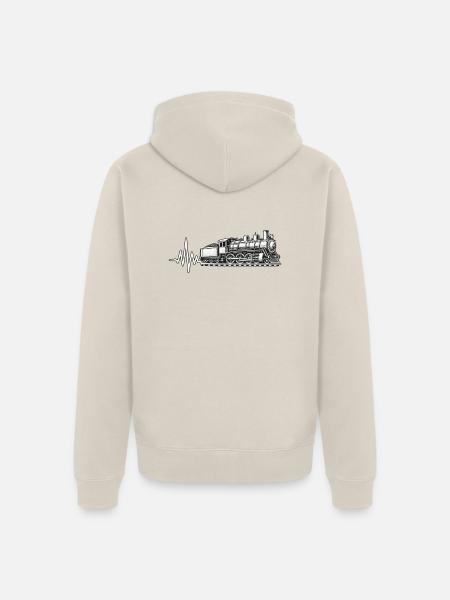 Dampflok Herzschlag Eisenbahn Leidenschaft - Unisex Premium Bio Zip Hoodie - Beige