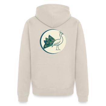 Pfau - Unisex Premium Bio Zip Hoodie - Beige - Hinten - Thijin (182cm)