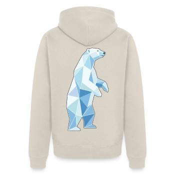 Stehender Poly Stil Eisbär - Unisex Premium Bio Zip Hoodie - Beige - Hinten - Thijin (182cm)