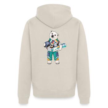 Eisbär Snowboard Fun - Unisex Premium Bio Zip Hoodie - Beige - Hinten - Thijin (182cm)