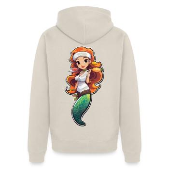 Cuisinière sirène aux cheveux orange - Veste à capuche bio Premium Unisexe - beige - Dos - Thijin (182cm)
