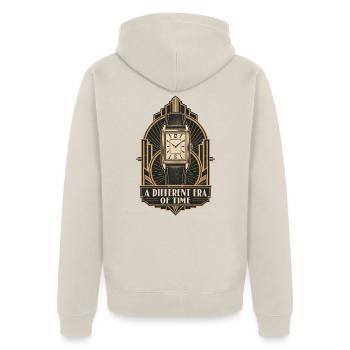 Eine andere Ära der Zeit Uhrenfans - Unisex Premium Bio Zip Hoodie - Beige - Hinten - Thijin (182cm)