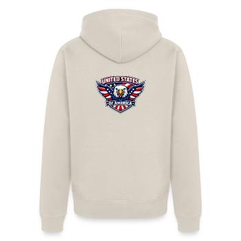 USA Eagle Crest Patriot Emblem - Unisex Premium Bio Zip Hoodie - Beige - Hinten - Thijin (182cm)