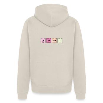 Cepamoi in periodischen Elementen - Unisex Premium Bio Zip Hoodie - Beige - Hinten - Thijin (182cm)