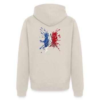 Eiffelturm Flagge Frankreich ✅ Tour Eiffelturm Flagge ✔ - Unisex Premium Bio Zip Hoodie - Beige - Hinten - Thijin (182cm)