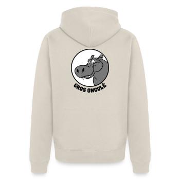 Hippo Texte - Veste à capuche bio Premium Unisexe - beige - Dos - Thijin (182cm)