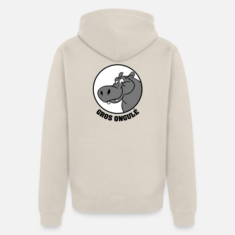 Hippo Texte - Veste à capuche bio Premium Unisexe - beige