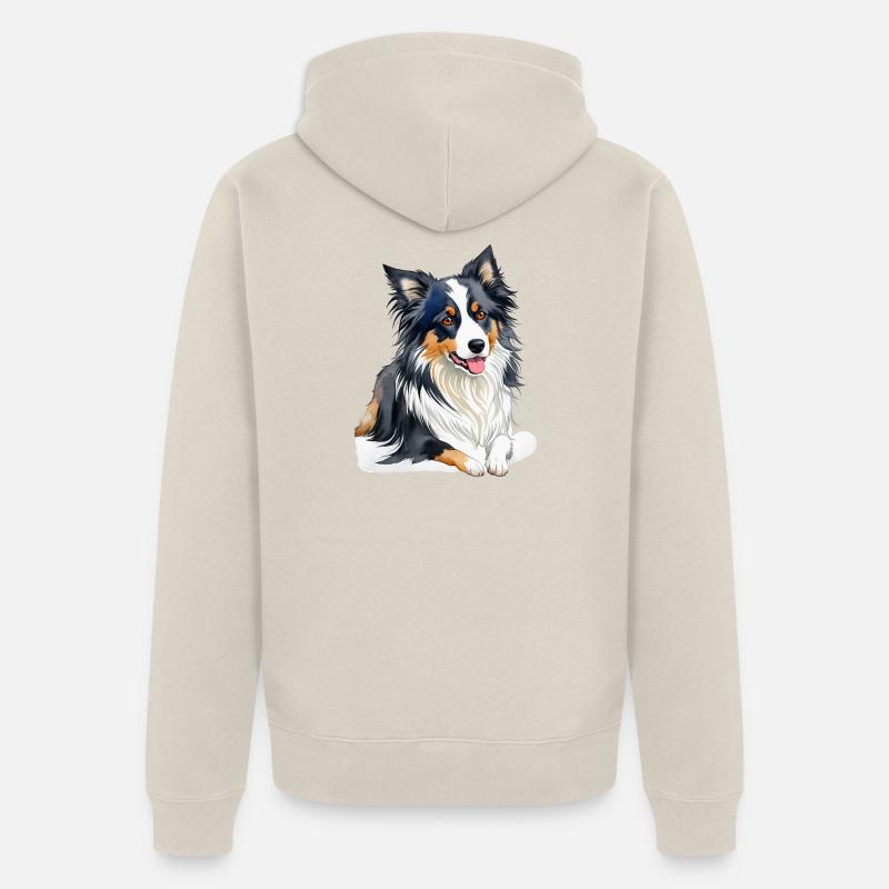 Border Collie - Veste à capuche bio Premium Unisexe - beige
