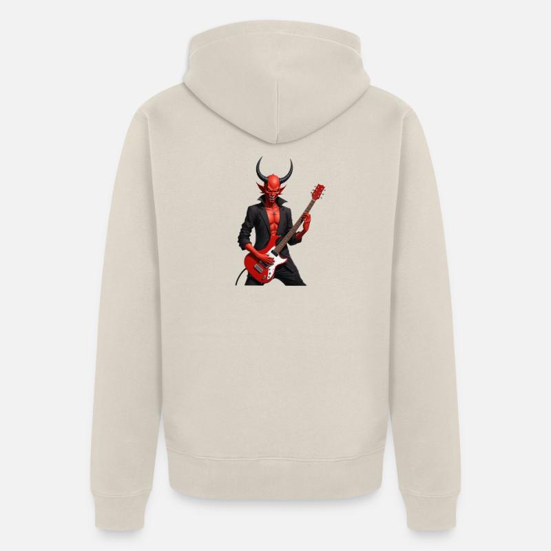 Diable avec guitare électrique rouge - Veste à capuche bio Premium Unisexe - beige