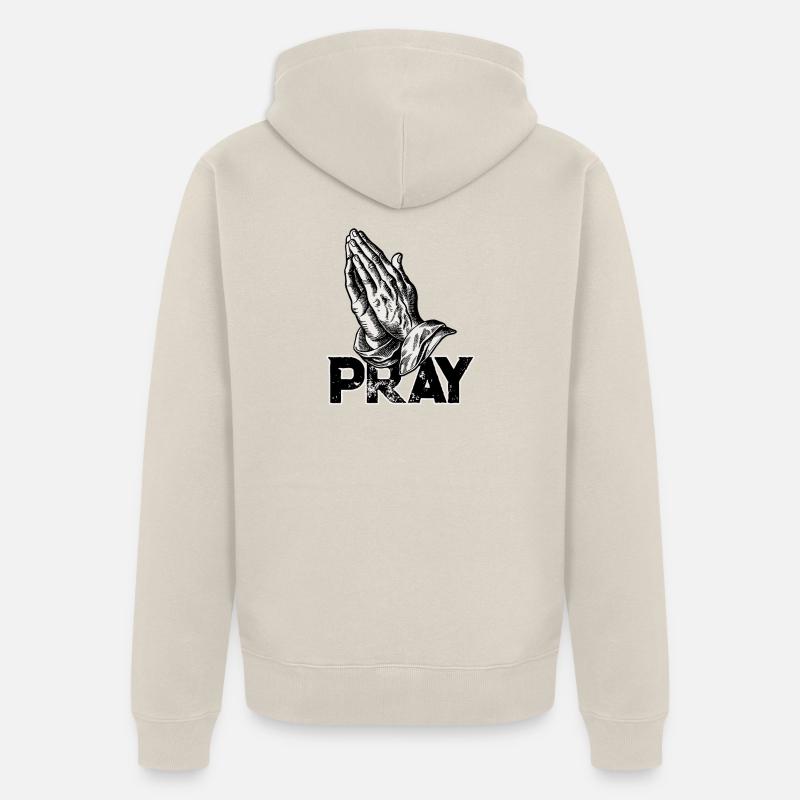 Les mains en prière prient - Veste à capuche bio Premium Unisexe - beige