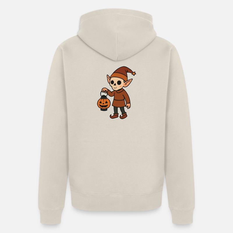 Gnome Lanterne d’Halloween - Veste à capuche bio Premium Unisexe - beige
