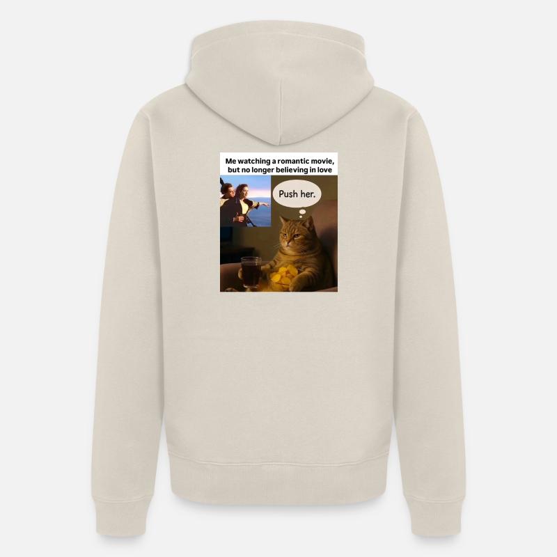 Cat Meme Push Romance - Veste à capuche bio Premium Unisexe - beige