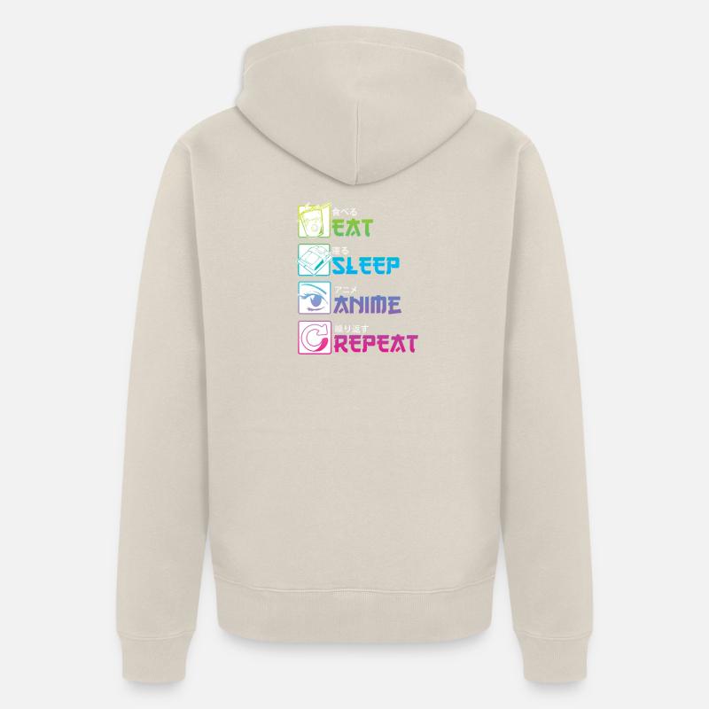 MANGER DORMIR ANIME RÉPÉTER - Veste à capuche bio Premium Unisexe - beige