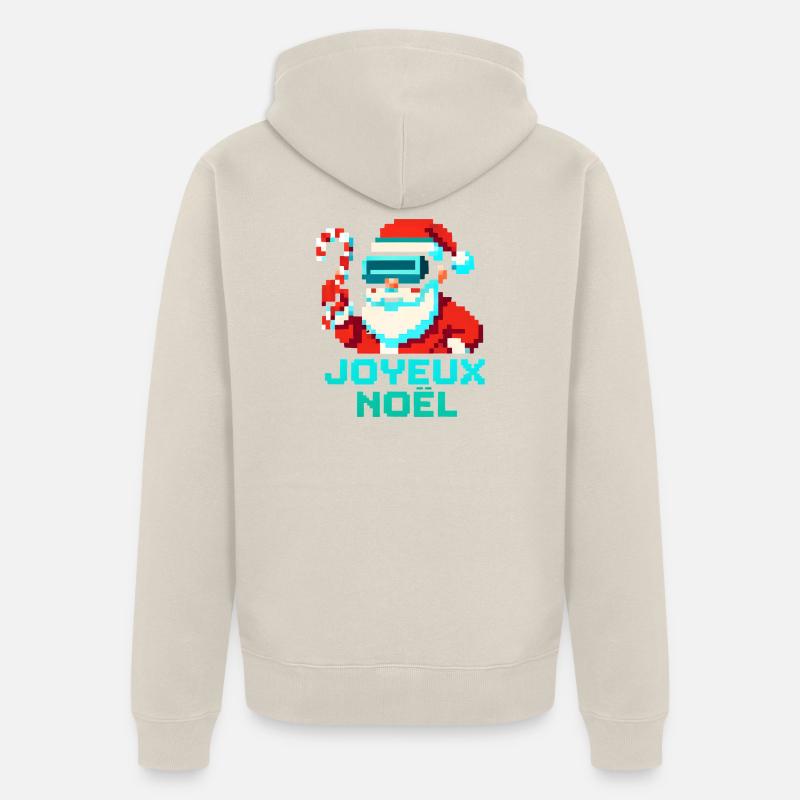 Santa Pixel VR Joyeux Noël - Veste à capuche bio Premium Unisexe - beige