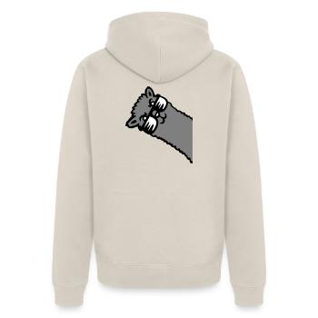 Llama Alpaca Head Sunglasses Cool Gray Funny Cute - Unisex Premium Organic Zip Hoodie - beige - Back - Thijin (182cm)