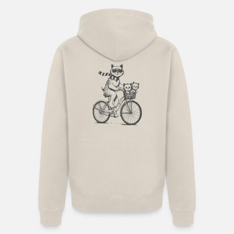 Vélo chat avec panier - Veste à capuche bio Premium Unisexe - beige