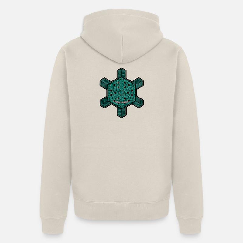 Expérience d’évolution fractale Yoga Méditation Goa - Veste à capuche bio Premium Unisexe - beige