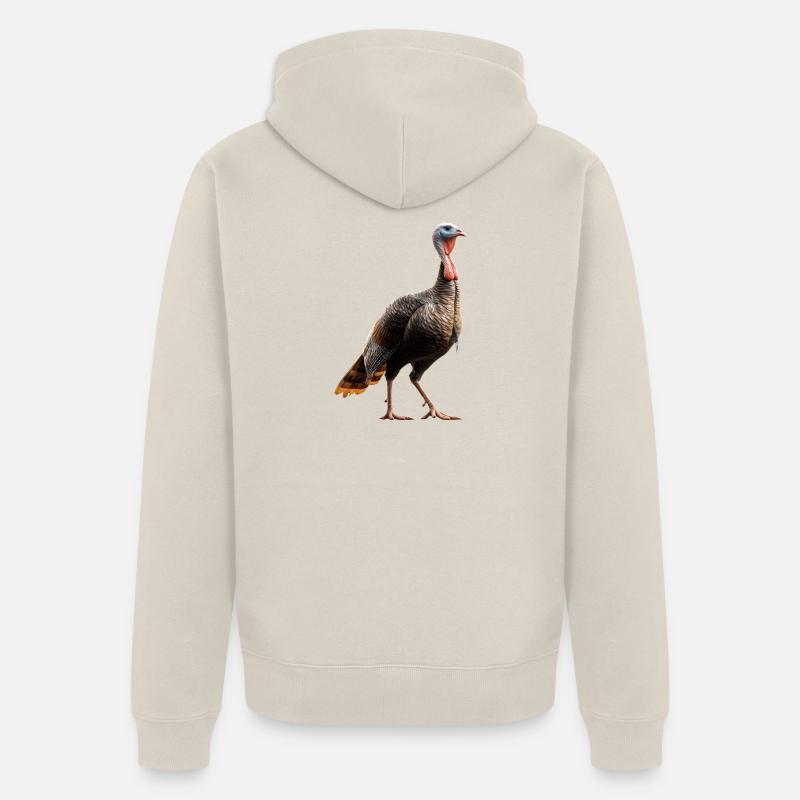 Dinde Poules Oiseaux Dinde - Veste à capuche bio Premium Unisexe - beige