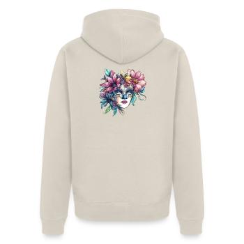 Floral mask in masquerade ball style - Unisex Premium Organic Zip Hoodie - beige - Back - Thijin (182cm)