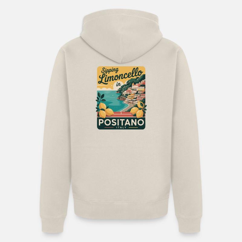 Affiche rétro de Positano Limoncello - Veste à capuche bio Premium Unisexe - beige