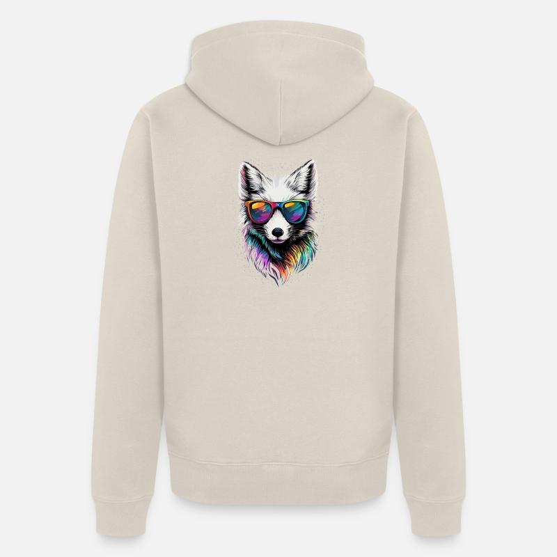 Polarfuchs Schneefuchs Eisfuchs Süßer Weißer Fuchs - Unisex Premium Bio Zip Hoodie - Beige