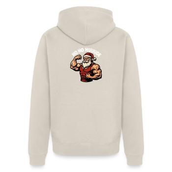 Ho ho! Riesiges lustiges Weihnachts-Workout im Fit - Unisex Premium Bio Zip Hoodie - Beige - Hinten - Thijin (182cm)