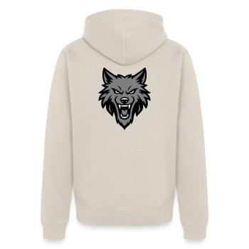 Logo Tête de Loup - Veste à capuche bio Premium Unisexe - beige - Dos - Thijin (182cm)
