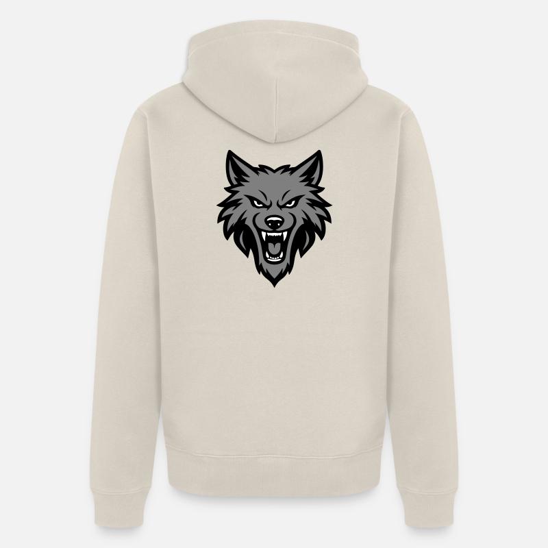 Logo Tête de Loup - Veste à capuche bio Premium Unisexe - beige